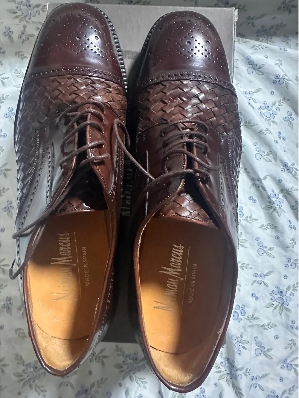 Neiman Marcus Men's Brown Leather Woven Dress Shoes Size 10M